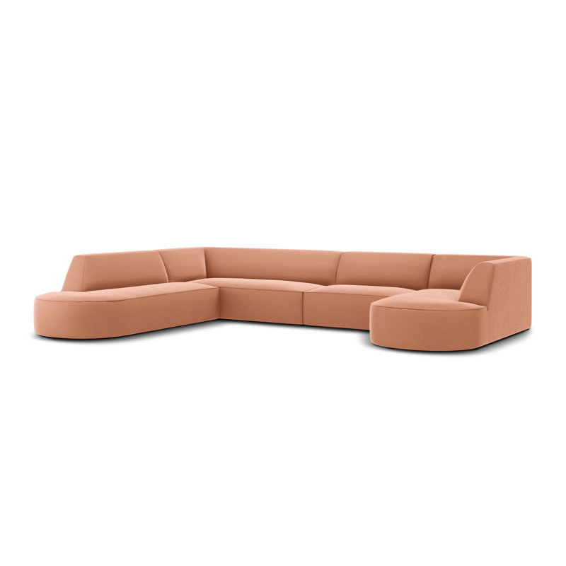 Adoraim 6 Seater Velvet Large Corner Sofa , Left Hand Facing, Pink