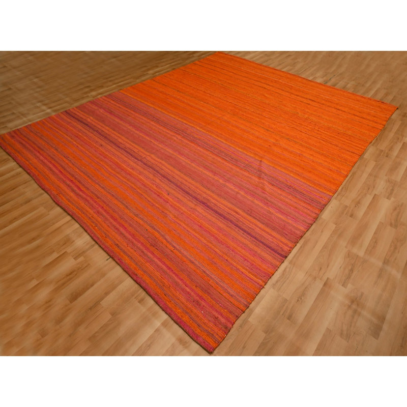 Tapis oriental noué à la main 8 pi x 10 pi 1 po, couleur unie, kilim, laine et soie Sari