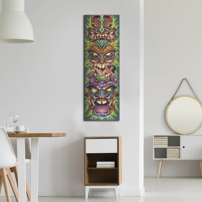 «Tiki Totem Skateboard» par Flyland Designs, art mural en métal, H 48 po x l 16 po