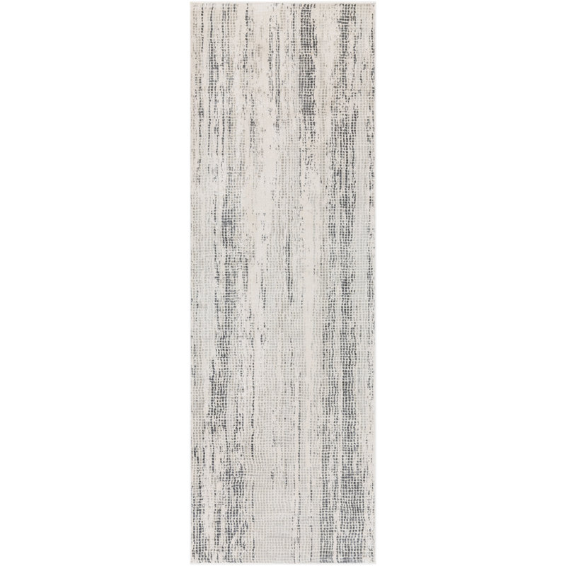Tapis abstrait gris / gris anthracite Omaha, Tapis de couloir 2 pi 7 po x 7 pi 7 po