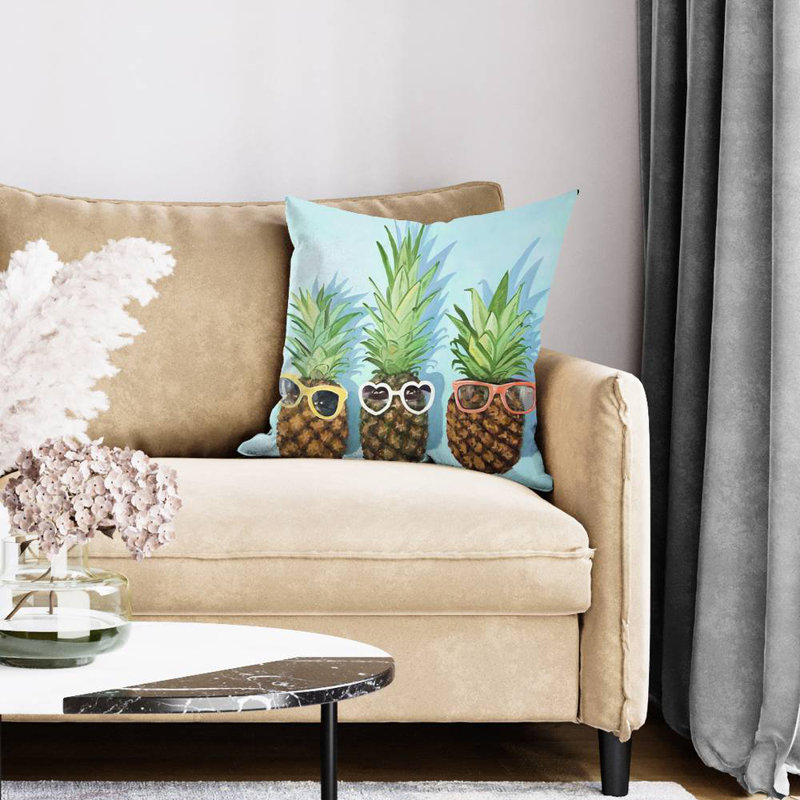 Summer pineapples - 20"x20" Throw pillow - Poly twill - Print on demand