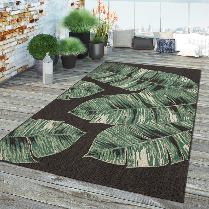 Tapis d'intérieur / extérieur floral Mousoulita, Rectangle 3 pi 11 po x 5 pi 7 po
