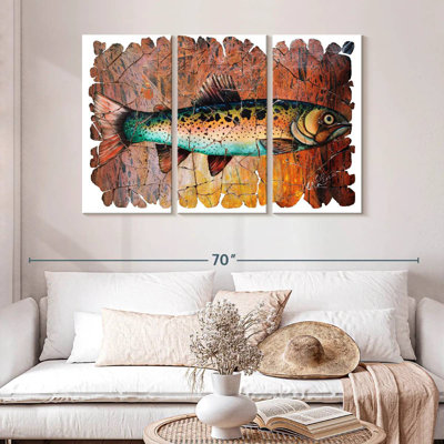 Fresque de la truite rouge sur fond blanc