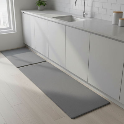 17.3"x30"+17.3"x47" 2-Pack Anti Fatigue Kitchen Rugs, Non-Slip Waterproof Mats for Kitchen, Floor & Office Standing Desks
