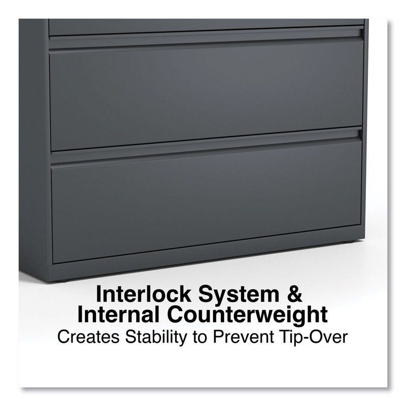 Charcoal 42'' Wide 5-Drawer Lockable Steel File Cabinet