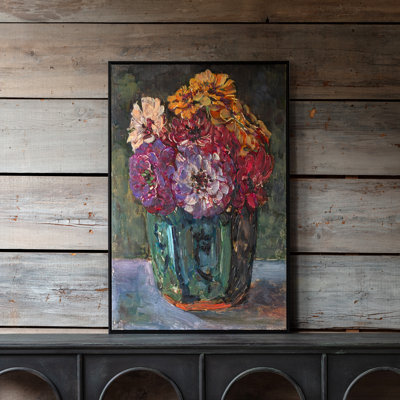 Summer Zinnias Framed Canvas Wall Art