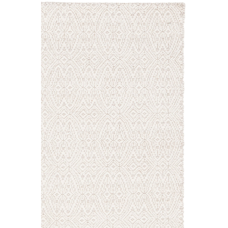 Martha Stewart 9602 Hand Loomed Wool/Cotton Damask Rug in Ivory, Runner 2'3" x 9'