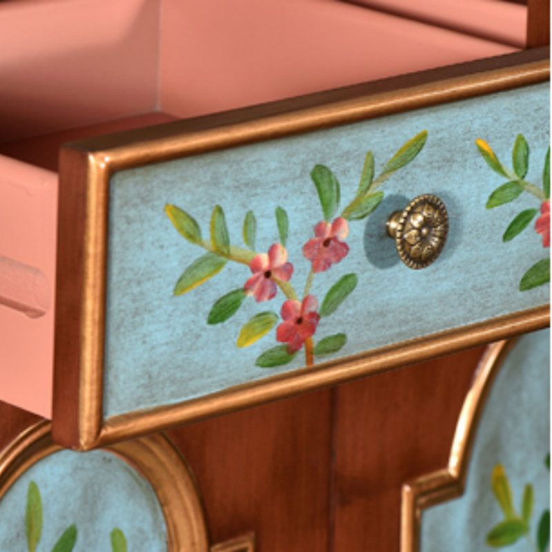 Hand-Painted Retro Art Porch Cabinet 59.1'' Sideboard