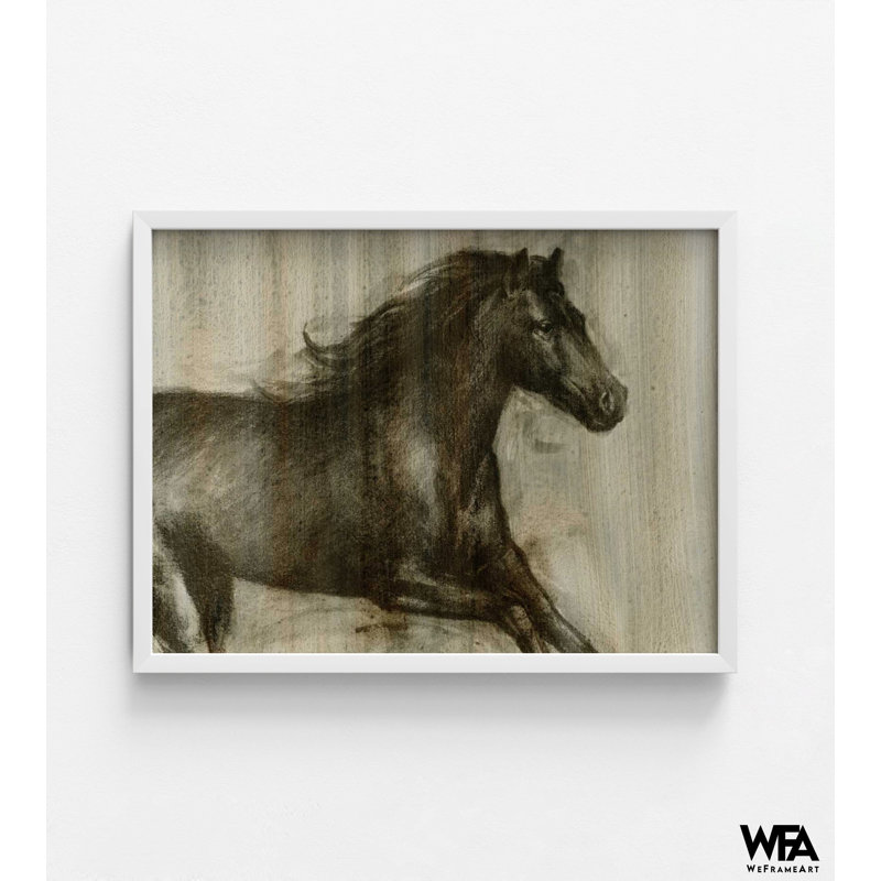 «Dynamic Stallion I» par Ethan Harper, reproduction d'art de cheval, impression d'affiche de cheval noir, idée de cadeau d'anniversaire de cowboy, décor de propriétaire d'écurie