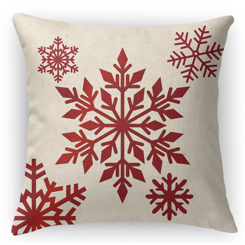 Coussin décoratif intérieur / extérieur rouge Snowflake, 24 po x 24 po