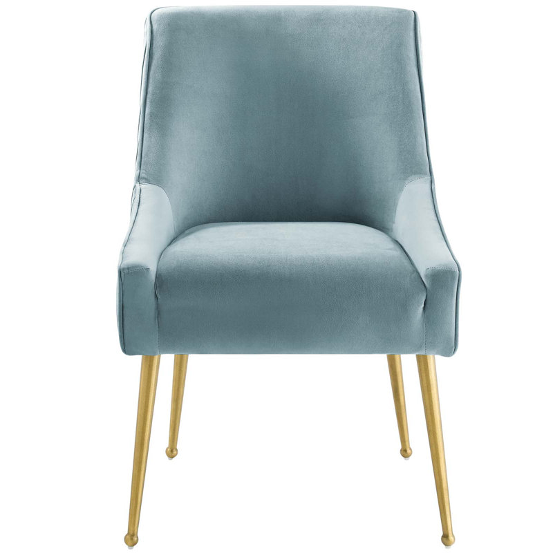 Chaise de salle à manger rembourrée Discern, Bleu clair