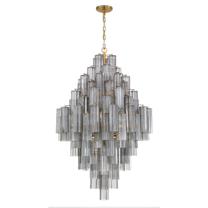Wesham 20 Light Aged Brass Chandelier, Gris, Laiton vieilli