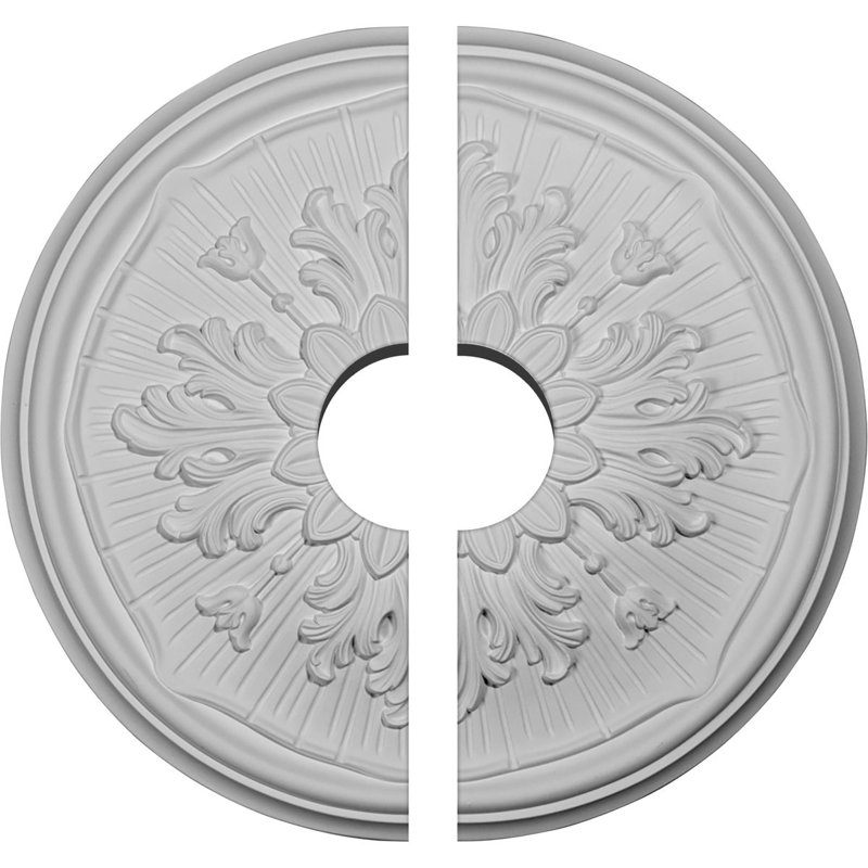 Endurathane Luton Ceiling Medallion, 15 3/4"OD x 3 1/2"ID x 5/8"P (Fits Canopies up to 3 1/2"), Two Piece, Factory Primed