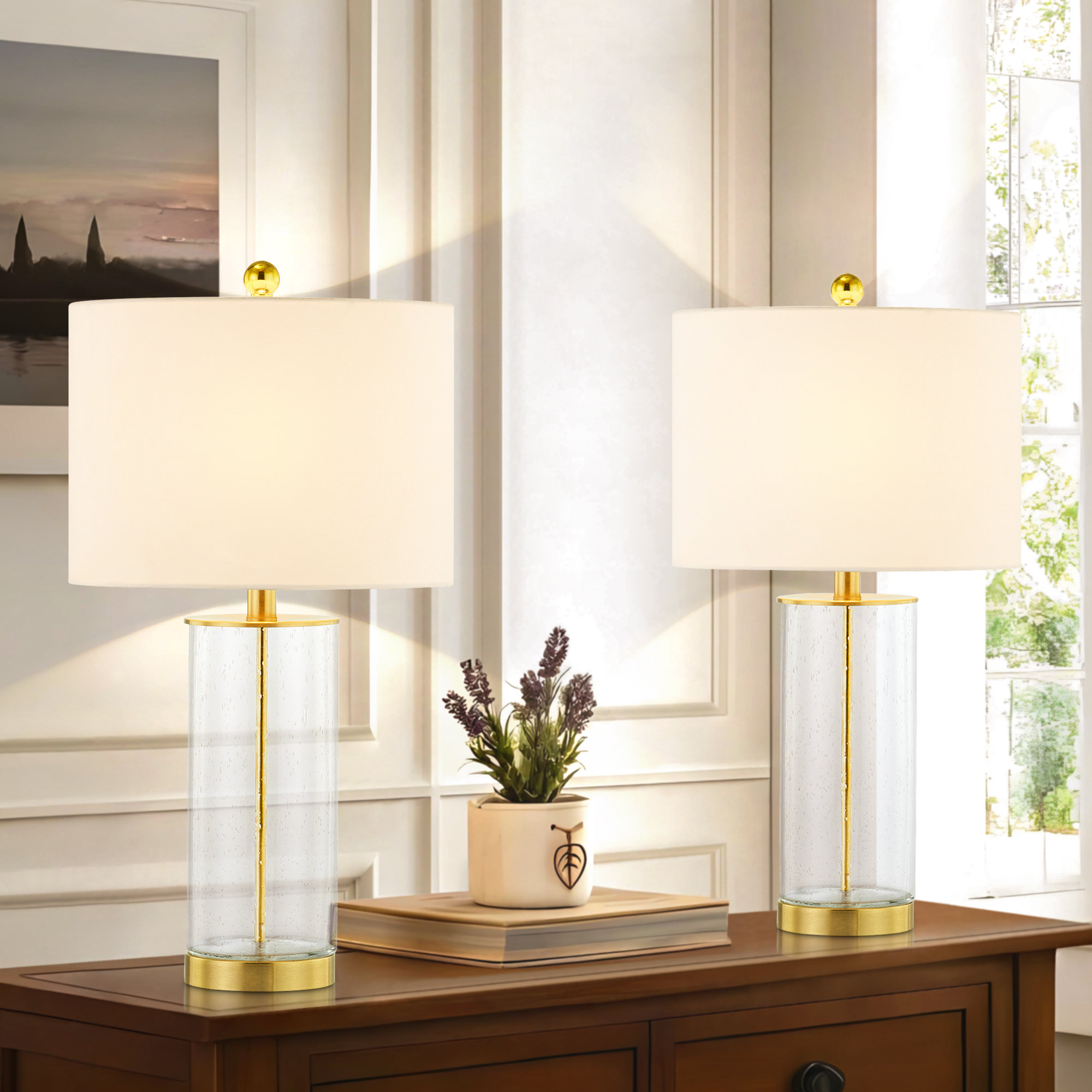 Wade Logan® Brokk 23.75" Metal Glass Table Lamp Set- MCM Modern Funky Accent Table Lamps for Bedroom Bedside/Nightstand, Living Room & Desk & Reviews | Wayfair