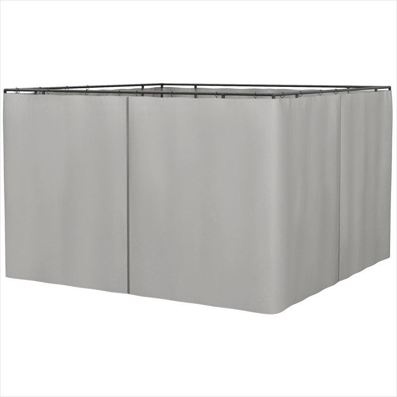 Pavillon de jardin en polyester gris clair pour espace extérieur avec structure en métal, entrée à fermeture à glissière, ensemble de parois latérales en polyester gris doux
