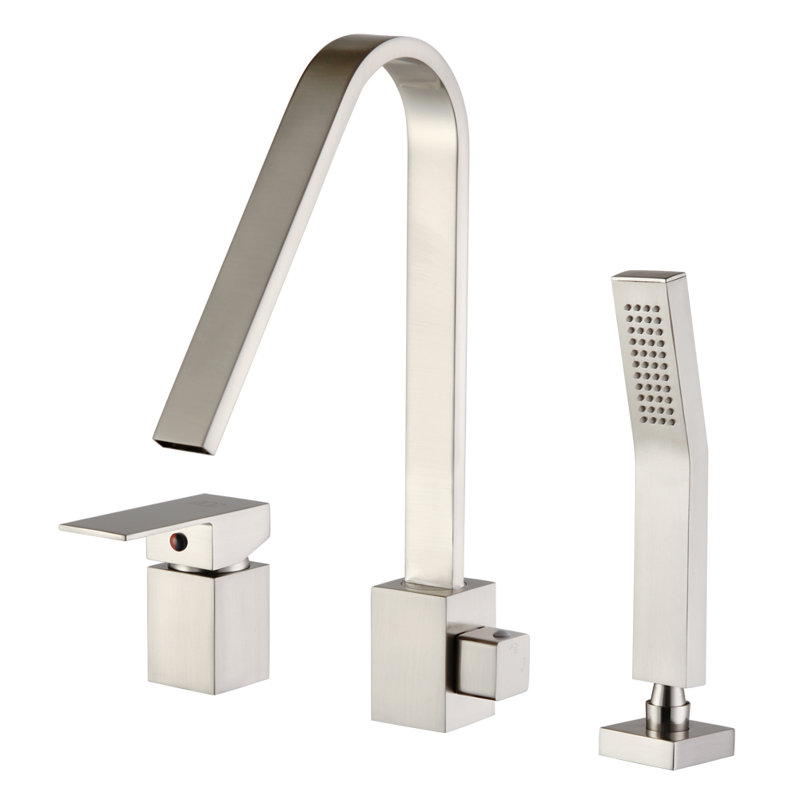 Robinets de baignoire fixés au sol, Nickel brossé