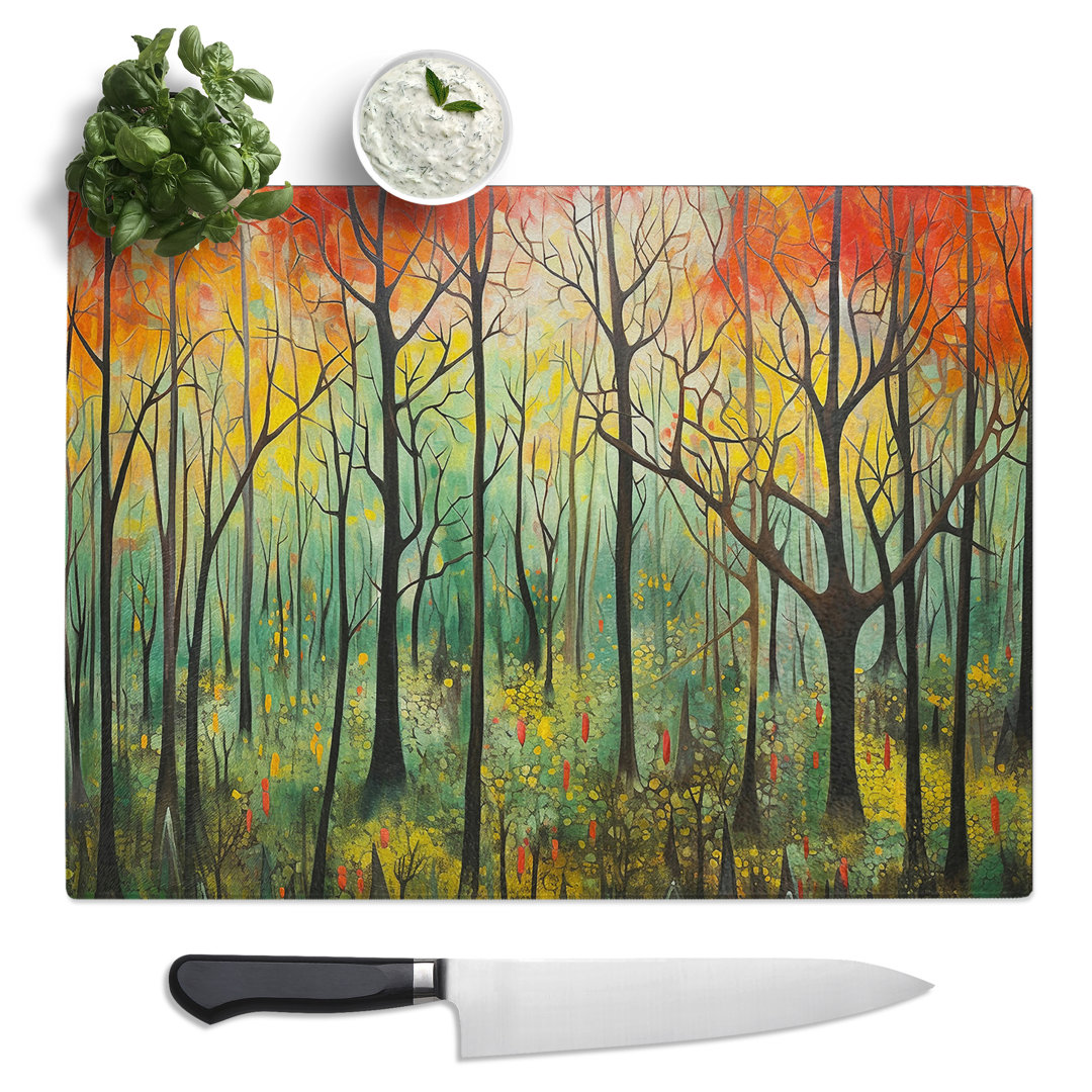 Spring Forest Dadaism  Glass Chopping Board