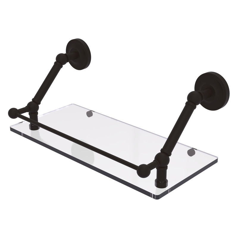 Tablette flottante avec barre de galerie Alcott, Bronze huilé, H 8 po x l 18 po x P 8,6 po