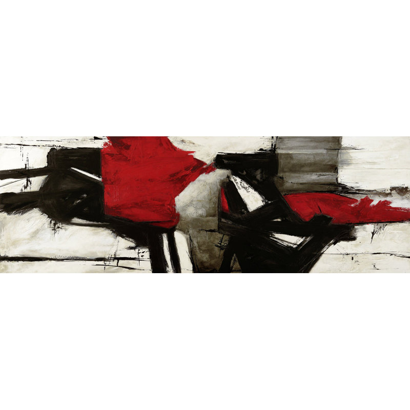 Red Profile by Jim Stone - Wrapped Canvas Painting, 40cm H x 120cm W x 4cm D