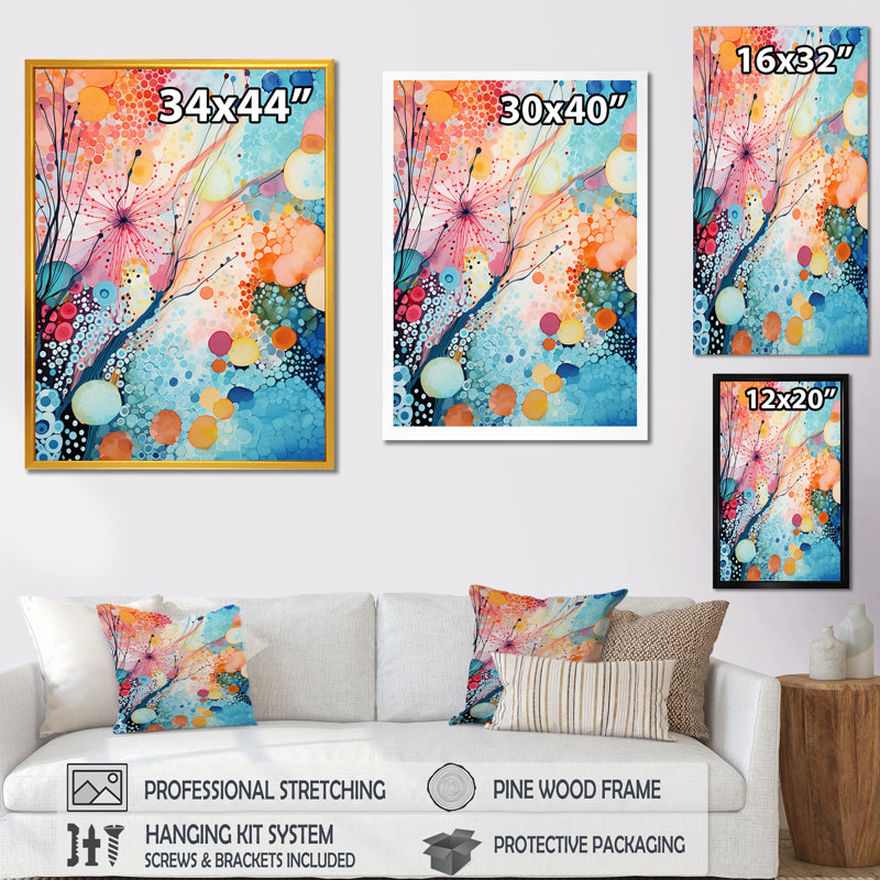 «Colorful Ink River Microscopic Fantasia 2 - Abstract Shapes», art mural, Cadre flottant noir, 20" H x 12" W