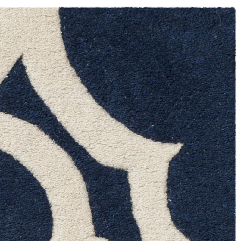 Handmade Blue Wool Tufted Rectangular Area Rug, 5' x 8'
