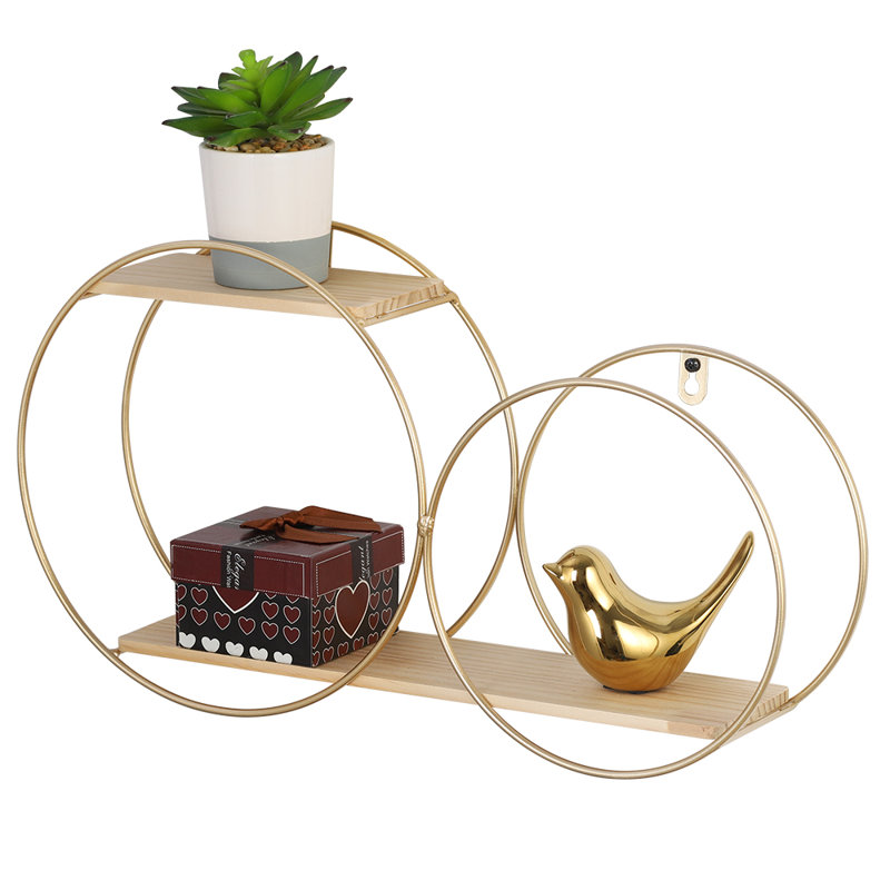 Tablette flottante en bois massif Mcalpin, Or