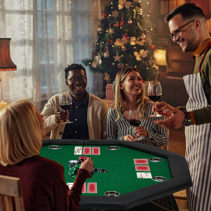 AVAWING 46.9'' 8 - Player Foldable Poker Table, Green