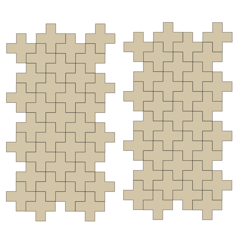 Décalcomanie murale à motifs croisés suisses, Beige, H 3 po x l 3 po x P 0,01 po