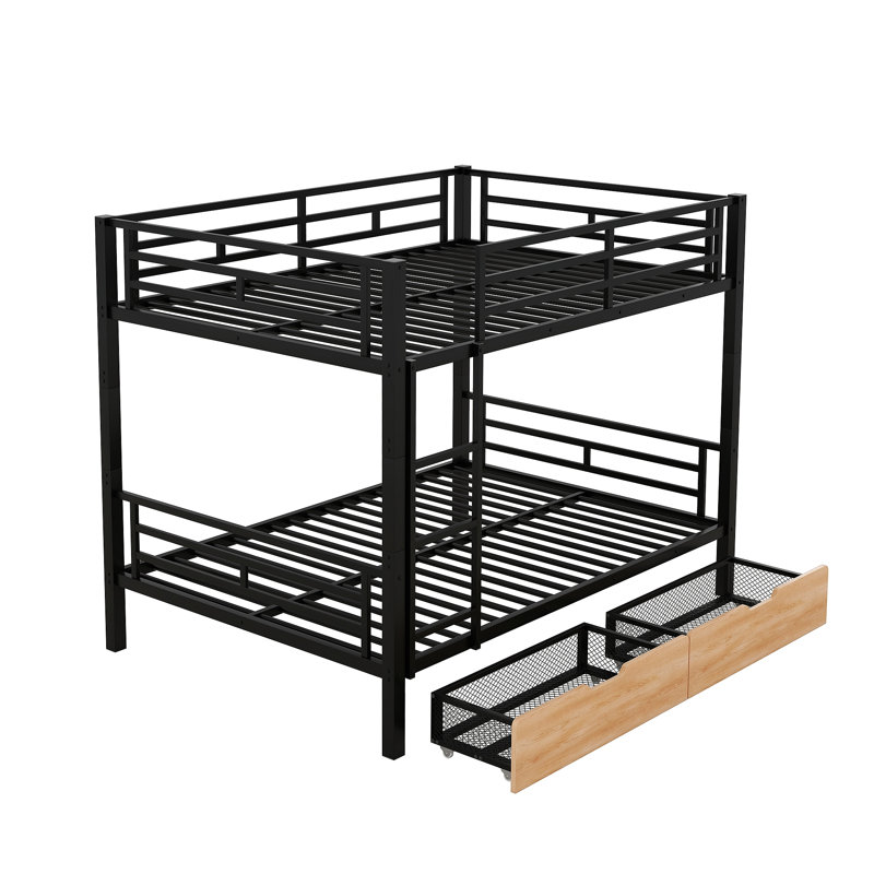 Metal Convertible Bunk Bed With 2 Drawers