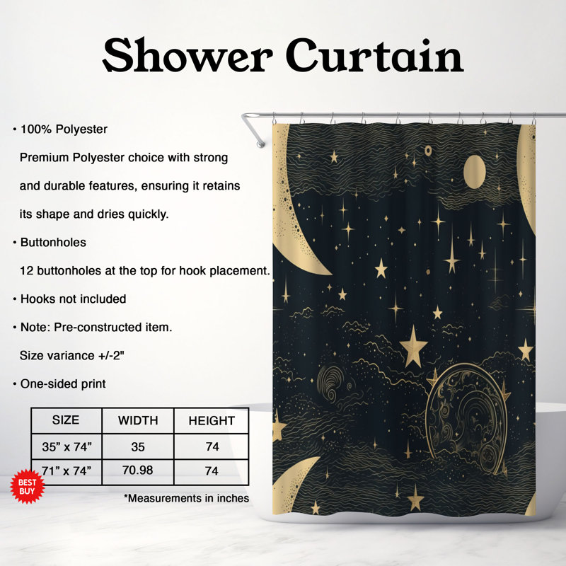 Parkeston Abstract Shower Curtain, 74"H x 71"W
