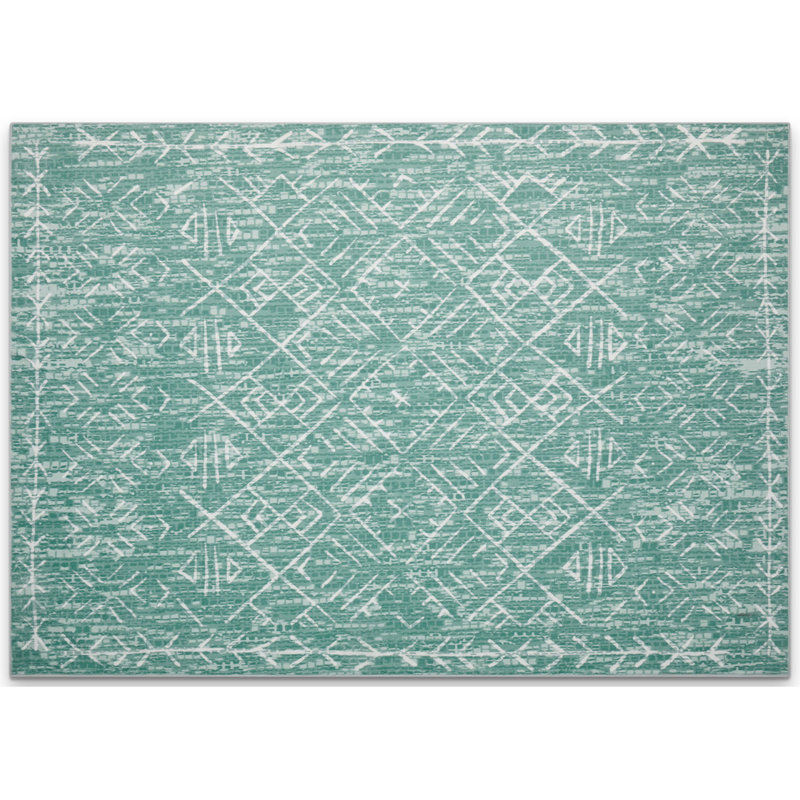 Tapis en coton imitation cachemire antidérapant, Rectangle 6 pi x 8 pi 9 po, Vert