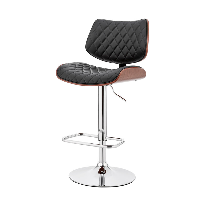 Chaise de bar pivotante en similicuir et fer 45 po, Noir, Chrome