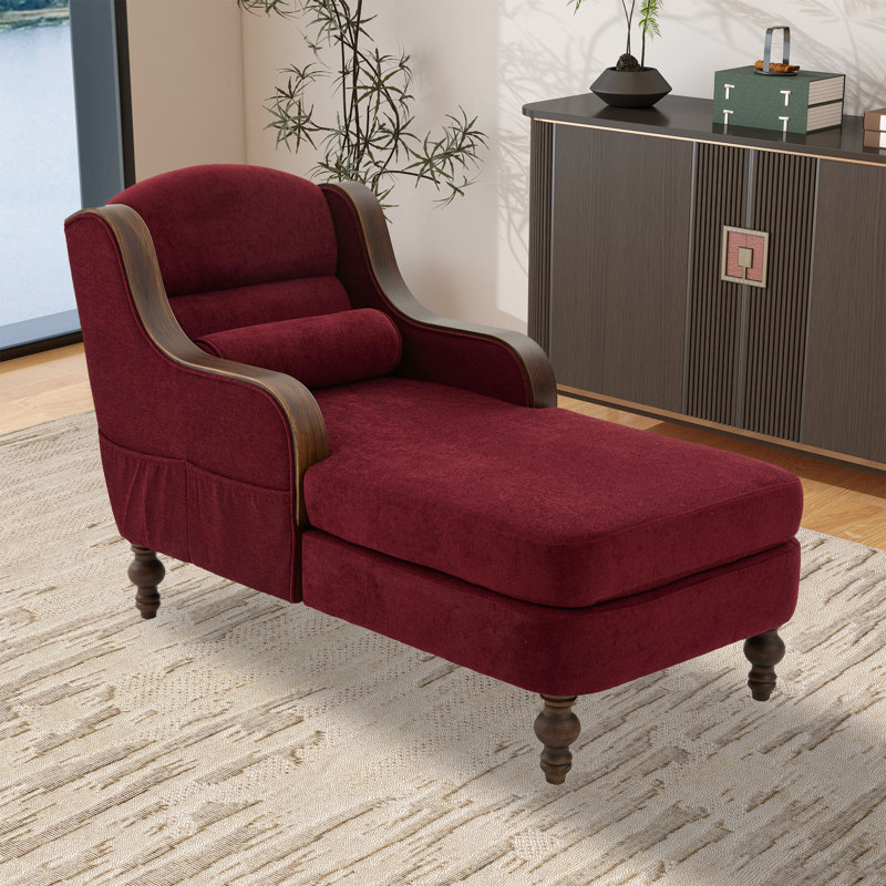 Chaise longue d'intérieur en chenille, Rouge vin