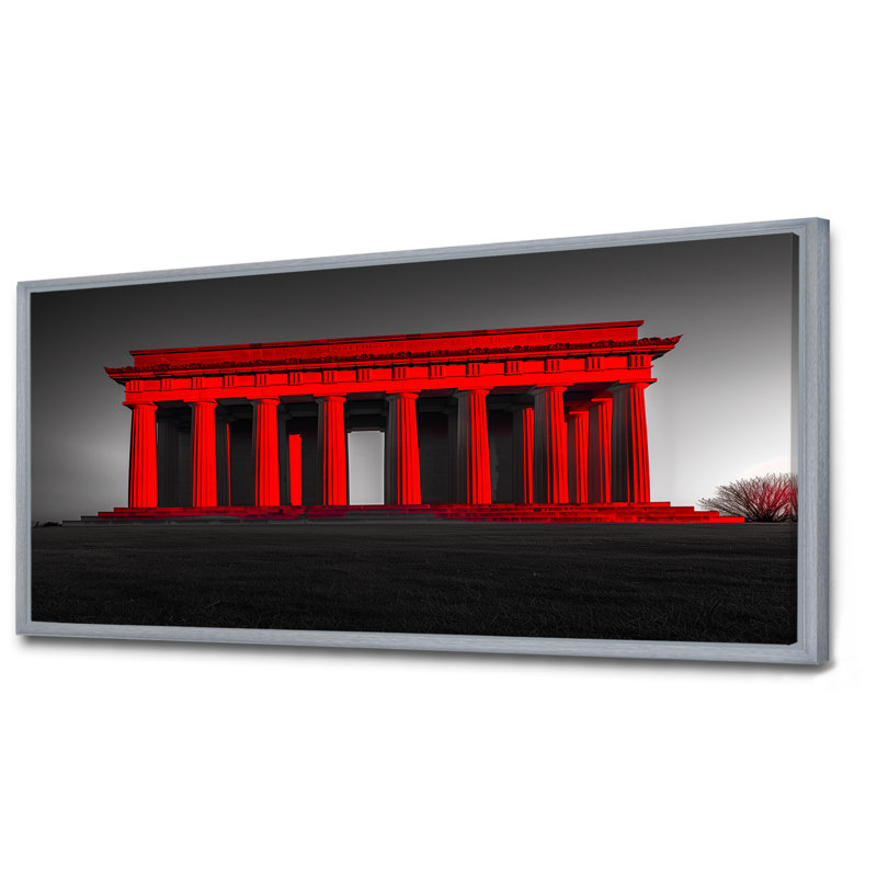 Red Gray Lincoln Monument Monument - Monuments, art mural, H 28 po x l 60 po, Encadrement argenté
