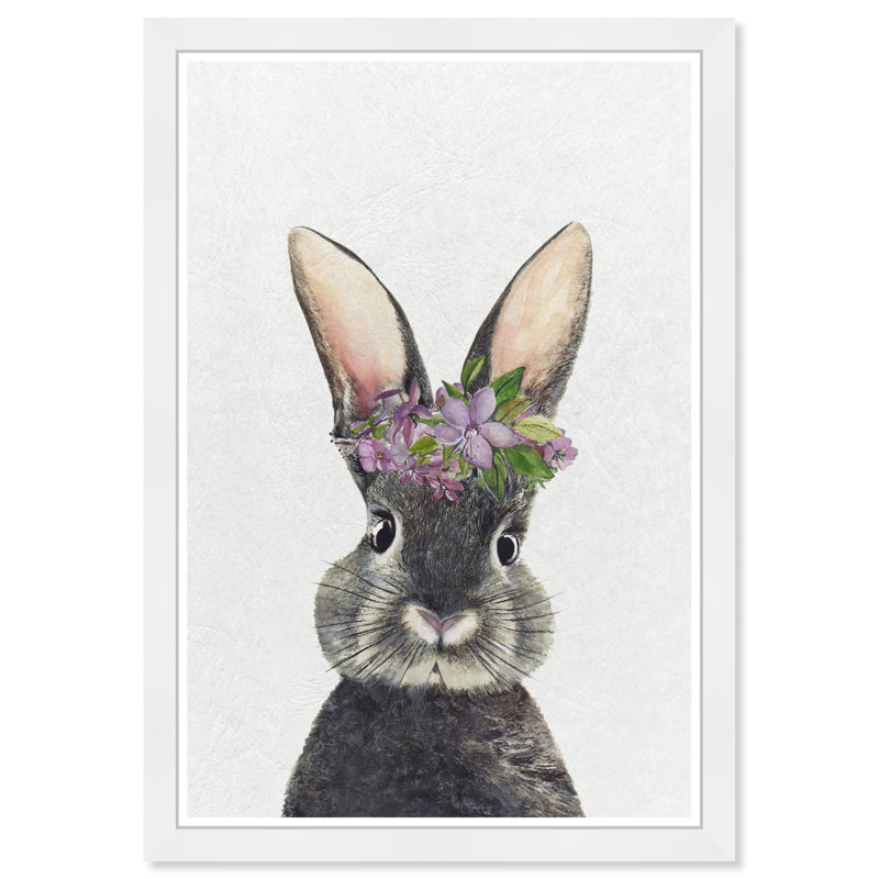 Art floral encadré de lapin