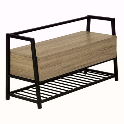 Bench, Entryway, Hallway, Storage, 42" Rectangular, Laminate, Metal, Contemporary, Modern
