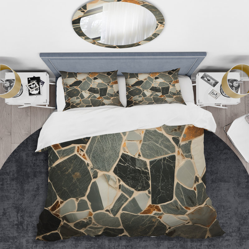 Ensemble de housse de couette Gray Abstract Harmony In Tiles II - Abstract Tile