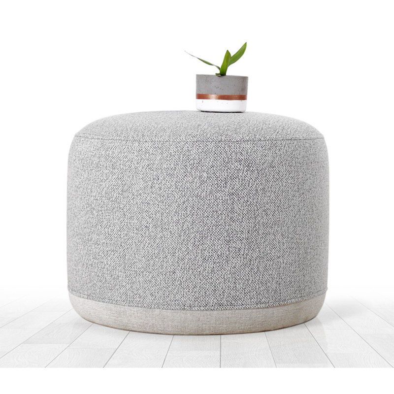 Stylish Pouffe Ottoman, Light Grey, 16.1 x 20.1 inches | 100% Linen Fabric, 4.0 inches Orthopedic Sponge, PVC Coated Hidden Legs | Perfect for Bohemian, Scandinavian, or Hotel Decor, Versatile and Comfortable Design