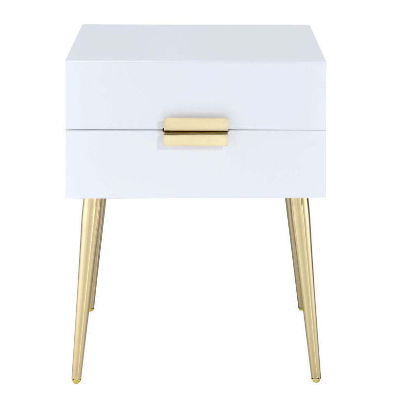 Table d'appoint avec 2 tiroirs, Blanc