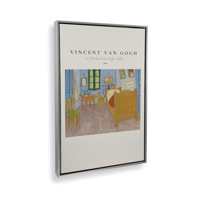 La Chambre v2 de Van Gogh, H 30,75 po x l 20,75 po, Cadre flottant en chrome poli