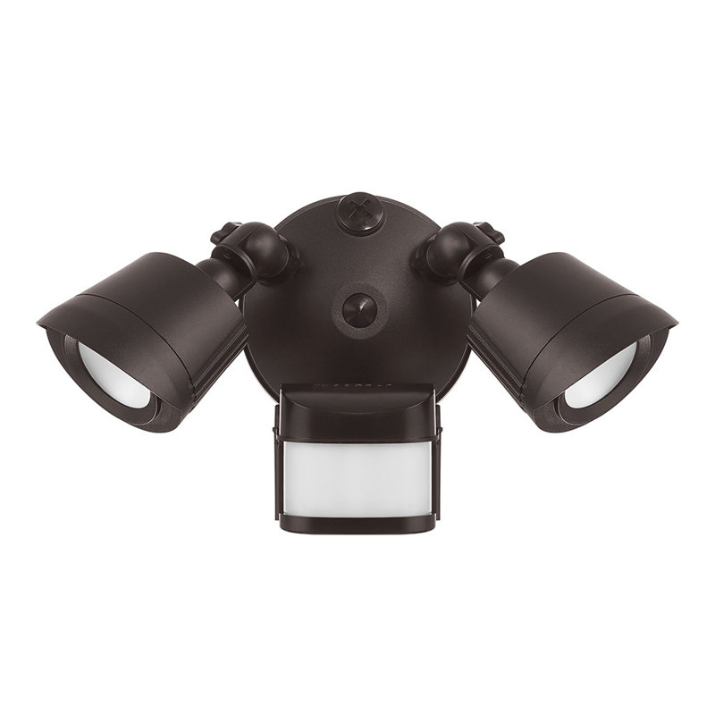 Double projecteur d'extérieur à DEL extérieur en bronze avec capteur de mouvement et température de couleur réglable de 3 cts