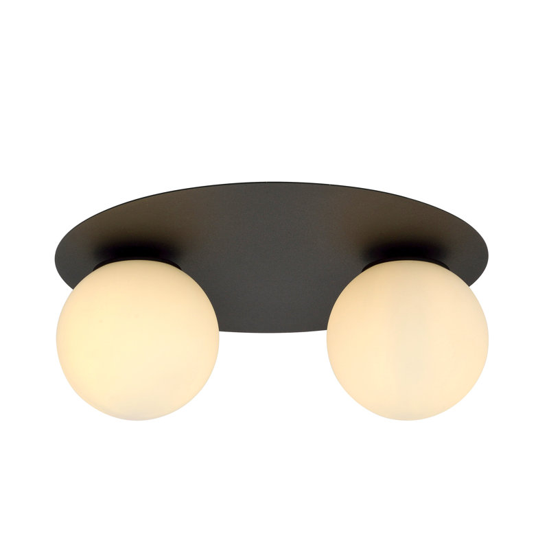 Glass Flush Mount, 20cm H x 40cm W x 40cm D, White
