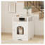 Enceinte moderne blanche pour chat avec bac de rangement, étagère en bois pour animaux de compagnie et table de chevet