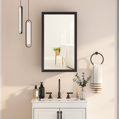 Armoire à pharmacie avec cadre et surface 1 porte avec miroir et tablettes