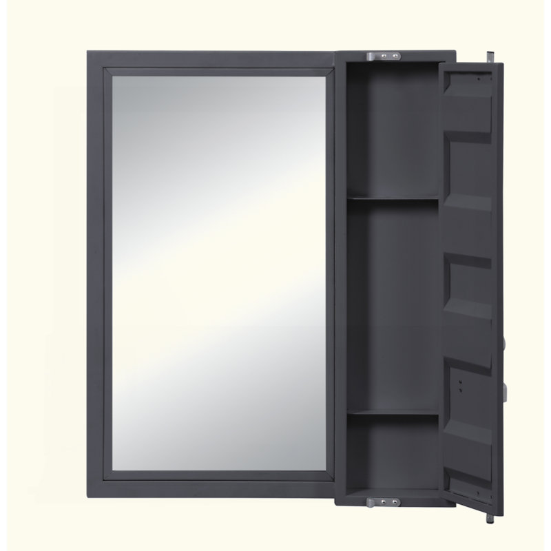Miroir mural avec rangement Rashad, Métal industriel