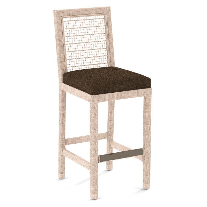 Pine Isle Bar Stool, Sunbrella Beige Pinstripe; 6205-74, Bisque