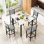 Table et chaises de salle à manger 5 pièces, 1 table à hauteur de comptoir et 4 tabourets de bar, ensemble de meubles de cuisine moderne, équipé de chaises rembourrées, table de salle à manger compacte avec une texture semblable au marbre, convient aux meubles de salon, de bar et de cuisine-136050201