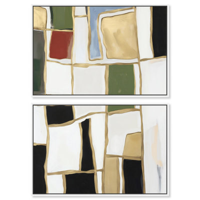 Kiss Klimt in Abstraction, ensemble de 2 toiles abstraites modernes par Art Remedy