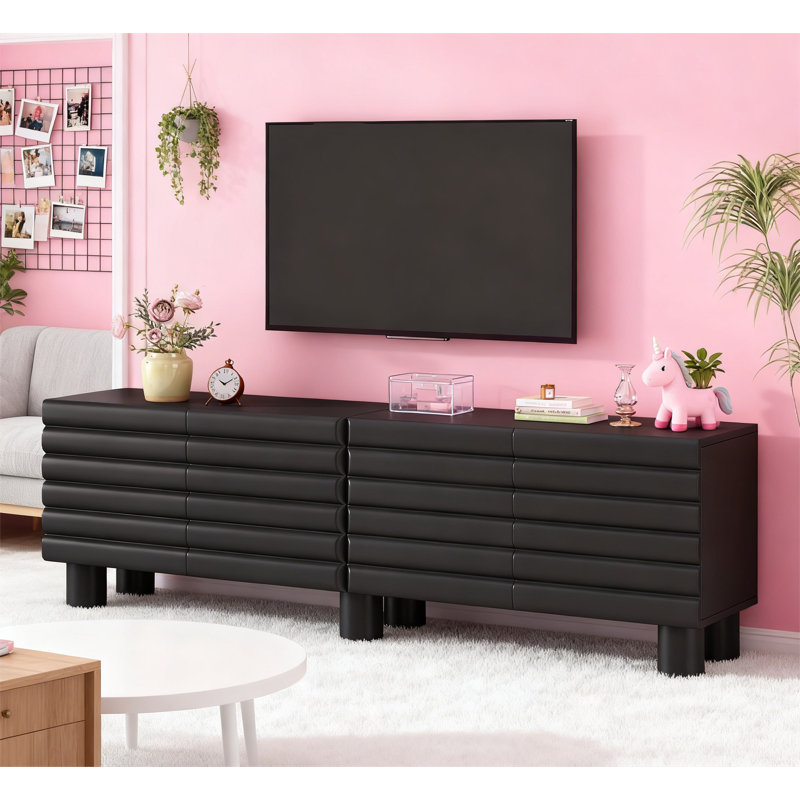 Élégant meuble télé avec porte réglable, Noir