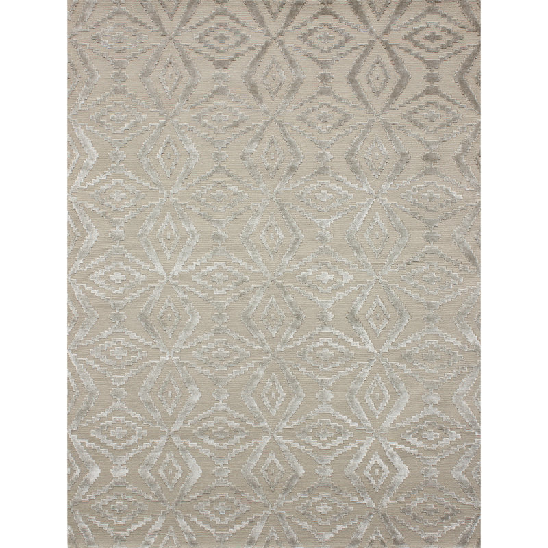 Ikat Area Rug in Grey And Purple, Rectangle 10' x 14'